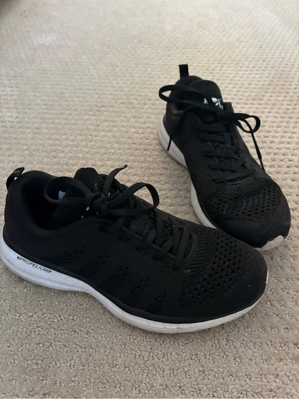 APL Women's Black Knit Athletic Sneakers with White Midsole